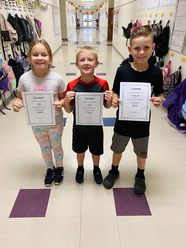 Some more of Mrs. Thiel’s math fact masters from the past few weeks. Way to go! 💜💛 #learningisrequired