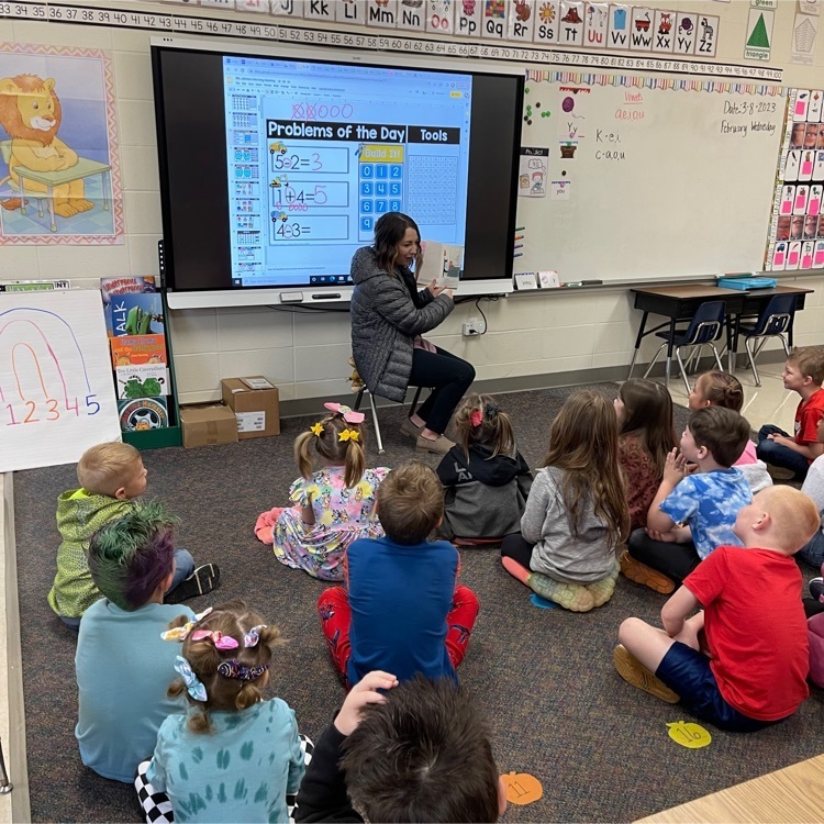 Ms. Johnson’s Kindergarten class enjoying a guest reader on Wacky Wednesday!!  